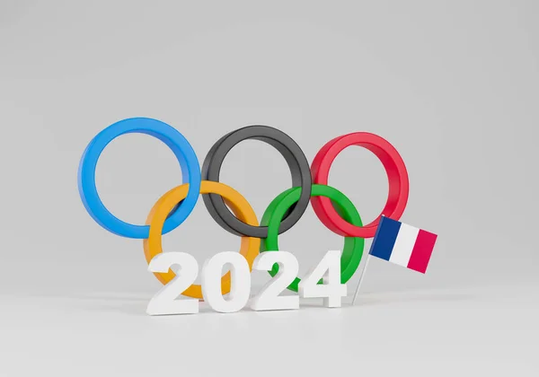 体验2024年巴黎奥运会的主题 3D渲染图解 — 图库照片