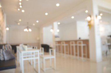 Çalışma arkaplanı konseptinizde tasarım için soyut bulanık bokeh arkaplan ya da çözülmüş kafe ya da kahve dükkanı iç mimarisi.