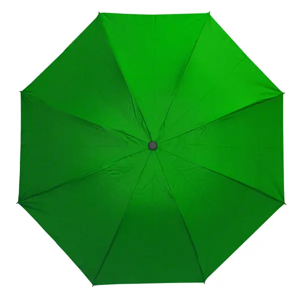 Открытый Зеленый Зонтик Изолирован Белом Фоне Вид Сверху Close — стоковое фото