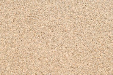 Kumsalın en üst manzarası. Fotokopi alanı ve görünür kum dokusu olan bir arkaplan. Kapat..