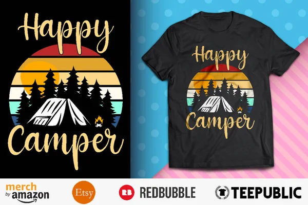 Happy Camper Póló Tervezés — Stock Vector