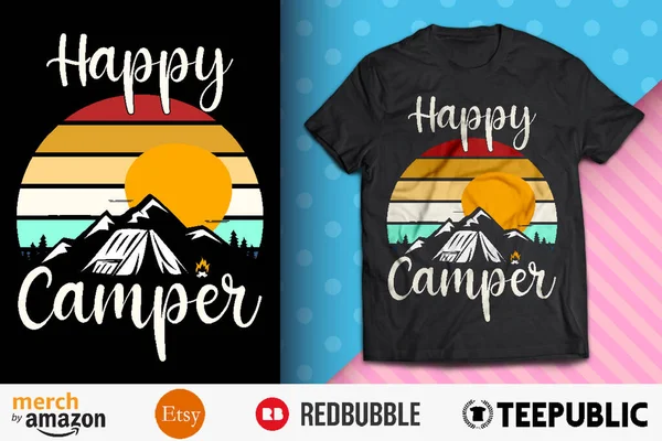 Σχεδιασμός Happy Camper Shirt Royalty Free Εικονογραφήσεις Αρχείου