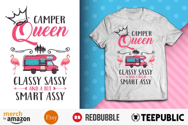 Camper Queen Classy Sassy Dan Desain Kaus Assy Cerdas Stok Vektor