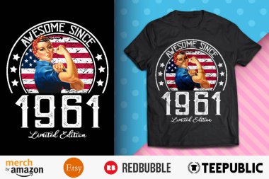 Awesome Since Vintage 1961 T-Shirt Design clipart