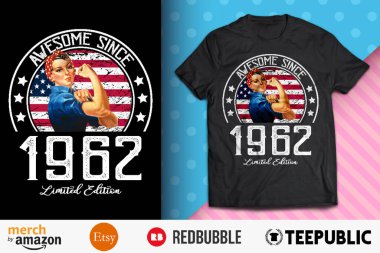 Awesome Since Vintage 1962 T-Shirt Design clipart