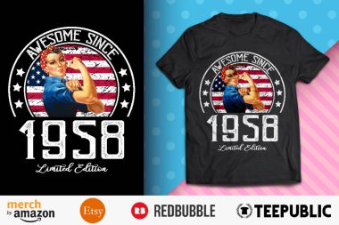 Awesome Since Vintage 1958 T-Shirt Design clipart