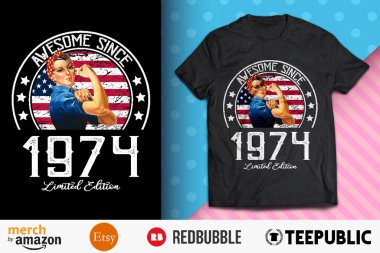 Awesome Since Vintage 1974 T-Shirt Design clipart