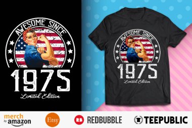 Awesome Since Vintage 1975 T-Shirt Design clipart