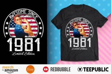 Awesome Since Vintage 1981 T-Shirt Design clipart