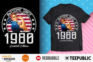 Awesome Since Vintage 1980 T-Shirt Design clipart