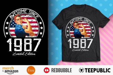 Awesome Since Vintage 1987 T-Shirt Design clipart