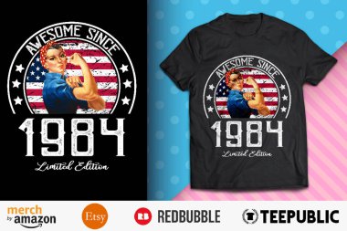 Awesome Since Vintage 1984 T-Shirt Design clipart