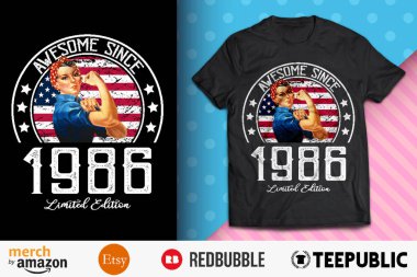 Awesome Since Vintage 1986 T-Shirt Design clipart