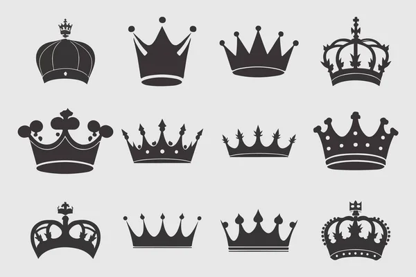 Silhouettes Crowns Set Illustration Vector Design Collection — Stock Vector