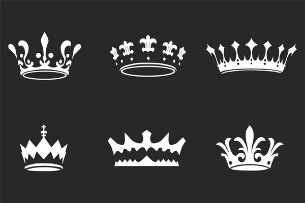 Silhouettes Crowns Set Illustration Vector Design Collection — Stock Vector