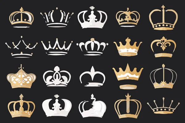 stock vector Silhouettes crowns set Illustration vector design collection