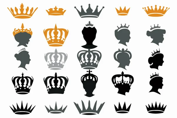 stock vector Silhouettes queen crowns set Illustration vector design collection