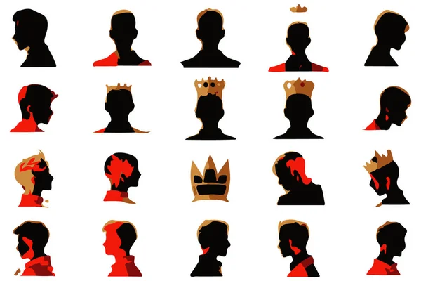 Silhouettes King Crowns Set Illustration Vector Design Collection — Stock Vector