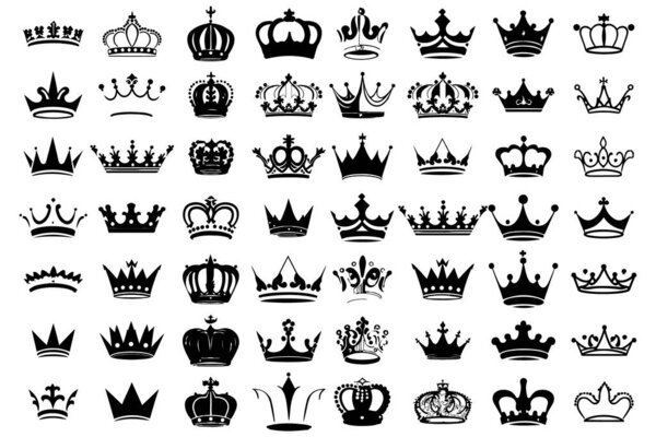 Silhouettes crowns set Illustration vector design collection