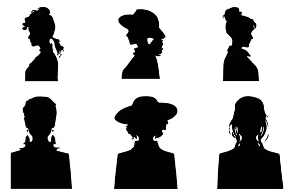 Femmes Ensemble Silhouette Noire Vecteur Isolé — Image vectorielle