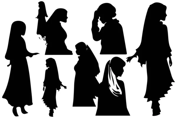 Мусульманская Женщина Векторе Моды Хиджаба — стоковый вектор