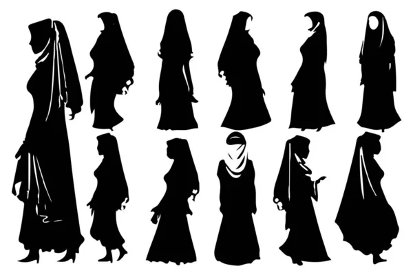 stock vector Muslim woman in hijab fashion silhouette vector