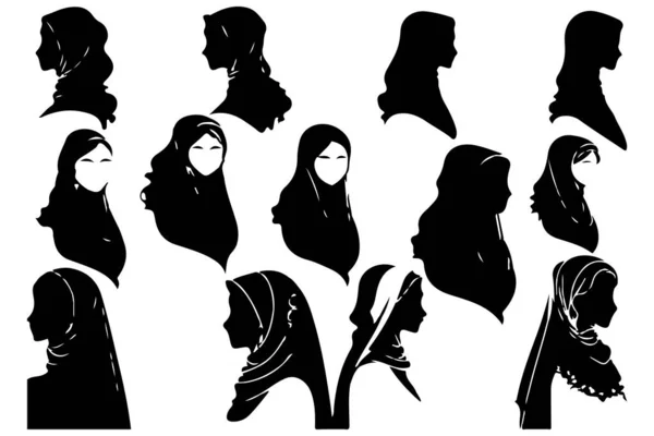 Muslim Woman Hijab Fashion Silhouette Vector — Stock Vector