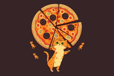 Cat Pizza vektör illüstrasyonu