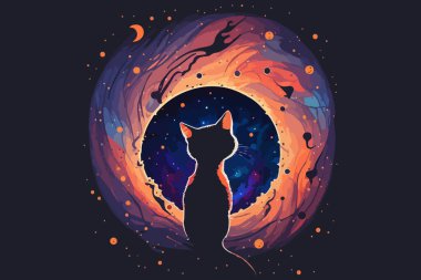 Cat Galaxy vector illustration clipart