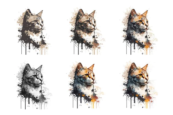 Akvarell Katt Vektor Illustration — Stock vektor