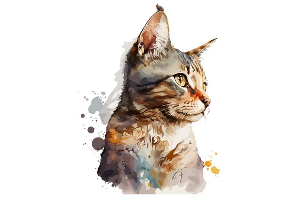 stock vector watercolor cat vector illustration