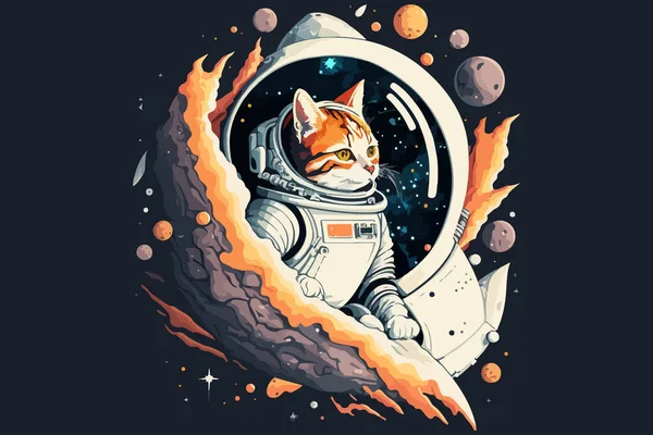 Космического Cat Векторные Иллюстрации — стоковый вектор