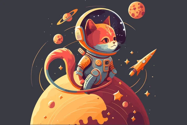 Космічна Кішка Векторні Ілюстрації — стоковий вектор
