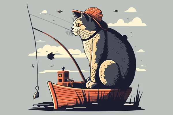 stock vector Fisherman Cat vector illustration