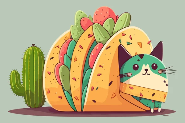 Cat Taco Vector Illustratie — Stockvector