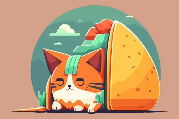 Cat Taco Vector Illustratie — Stockvector