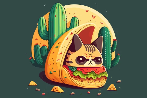 Векторная Иллюстрация Cat Taco — стоковый вектор