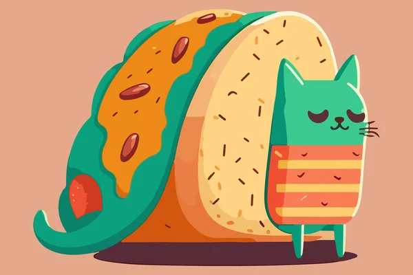 Cat Taco Ilustração Vetorial — Vetor de Stock
