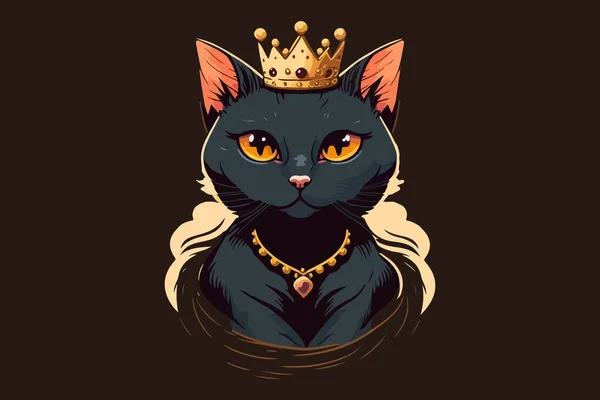 Ilustração Vetorial Queen Cat —  Vetores de Stock