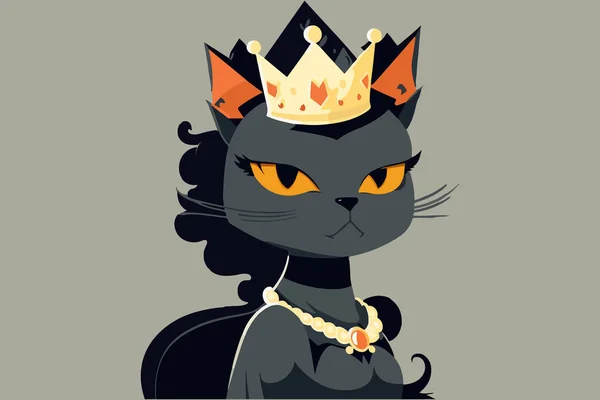 Queen Cat Vector Illustrationqueen Cat Vector Illustration — Vetor de Stock