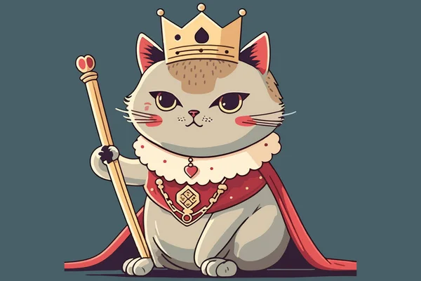 Ilustração Vetorial Queen Cat —  Vetores de Stock
