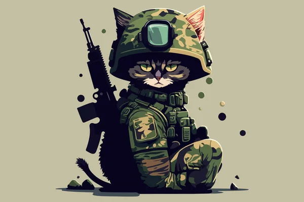 Soldado Ilustração Vetor Cat —  Vetores de Stock