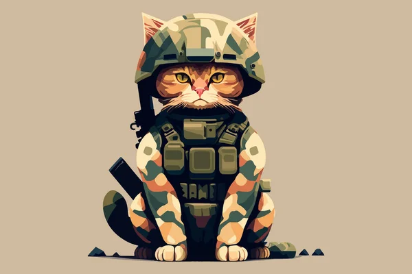 Illustration Vectorielle Soldat Chat — Image vectorielle