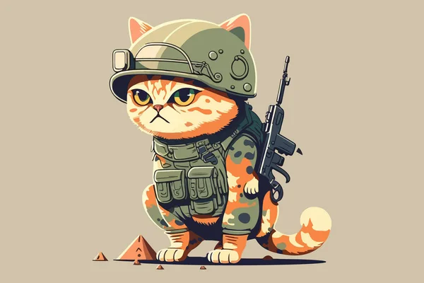 Soldado Ilustração Vetor Cat — Vetor de Stock