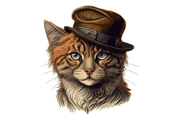 stock vector Cat Wearing a hat vector illustration