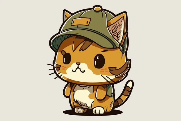 Cat Usando Una Ilustración Vector Sombrero — Vector de stock