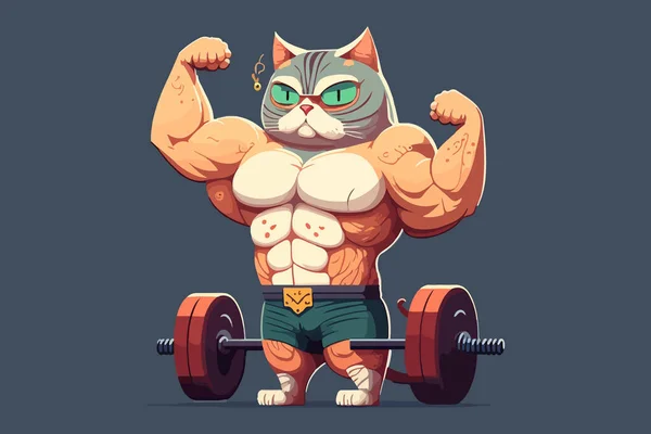 Bodybuilding Cat Vector Illustration — Stock Vector
