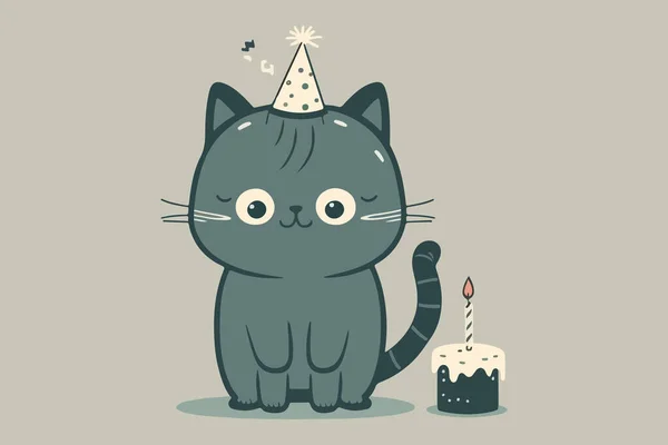 Katt Födelsedag Vektor Illustration — Stock vektor
