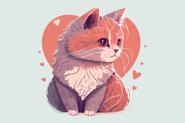 stock vector Cat Valentine vector illustration