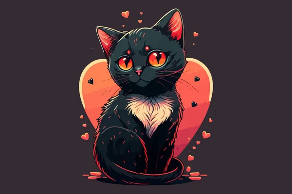 Cat Valentine Vector Ilustración — Vector de stock